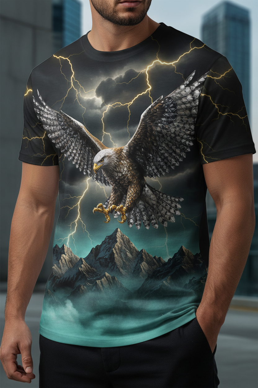 Diamond Soaring Hawk Mountain Luxury AOP T-Shirt