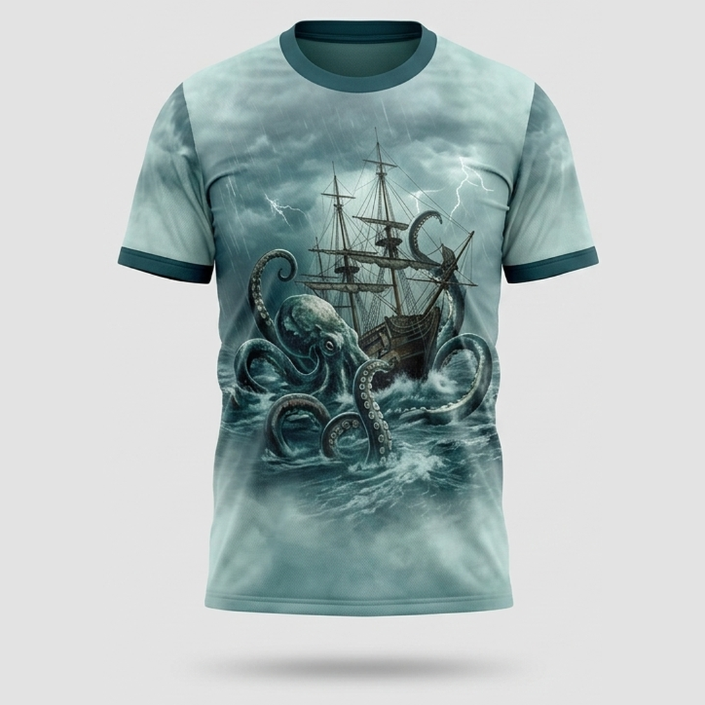 Nautical Kraken Deep Sea Monster Aop T-Shirt