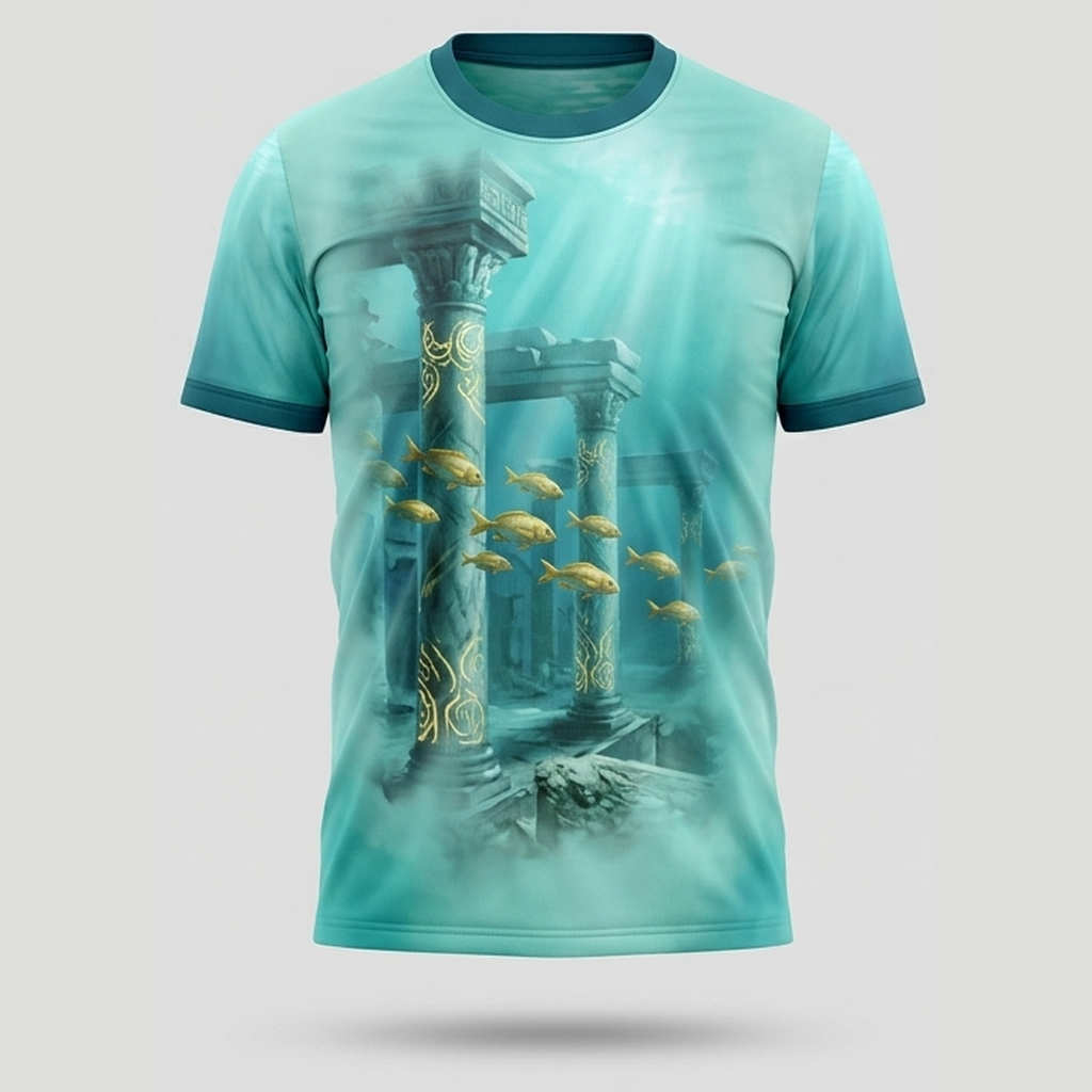 Sunken Atlantis Ruins Ocean Temple Aop T-Shirt