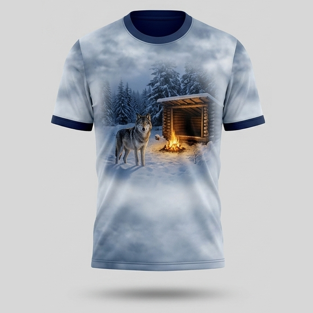 Timber Wolf Winter Shelter Survival Aop T-Shirt
