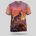 Southwestern Lone Coyote Desert Sunset Aop T-Shirt