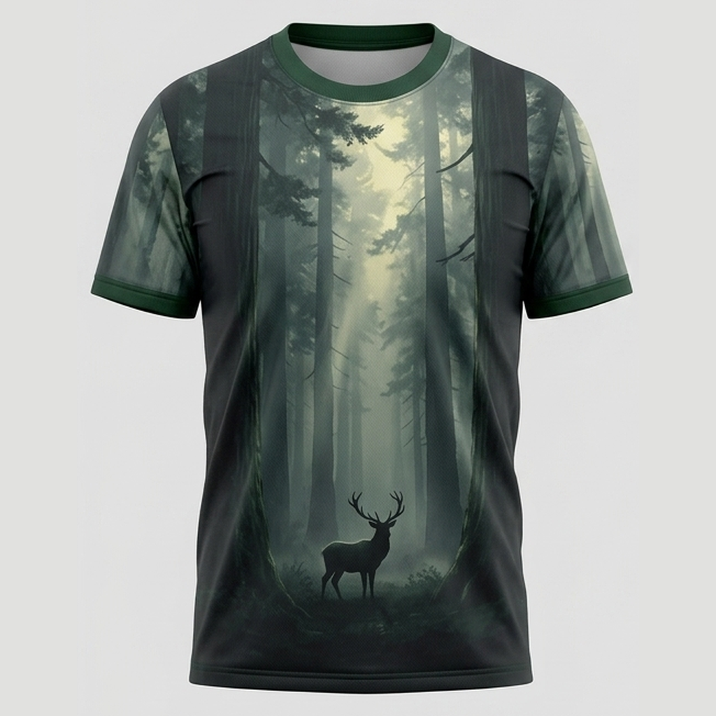 Dark Foggy Redwood Forest Aop T-Shirt