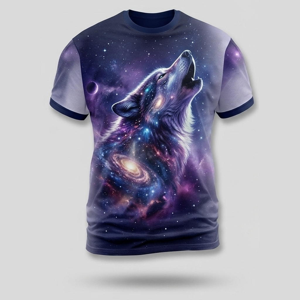 Cosmic Astral Wolf Space Aop T-Shirt