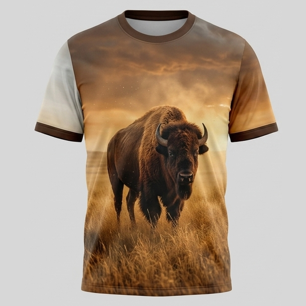 Wild Bison Golden Prairie Storm Aop T-Shirt