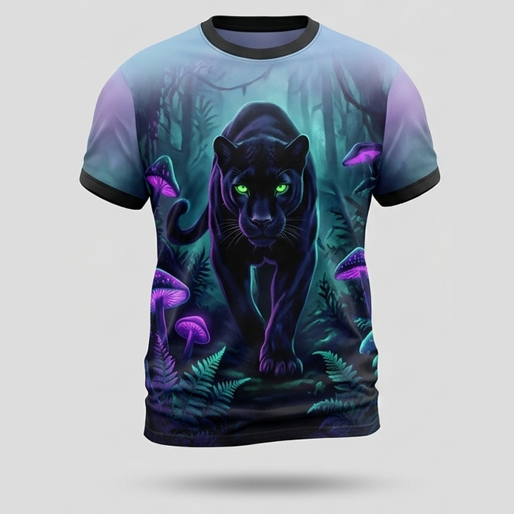 Black Panther Jungle Night Neon Aop T-Shirt