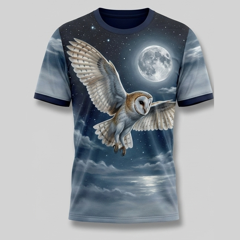 Moonlit Flying Barn Owl Aop T-Shirt