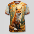 Red Fox Autumn Leaves Forest Aop T-Shirt