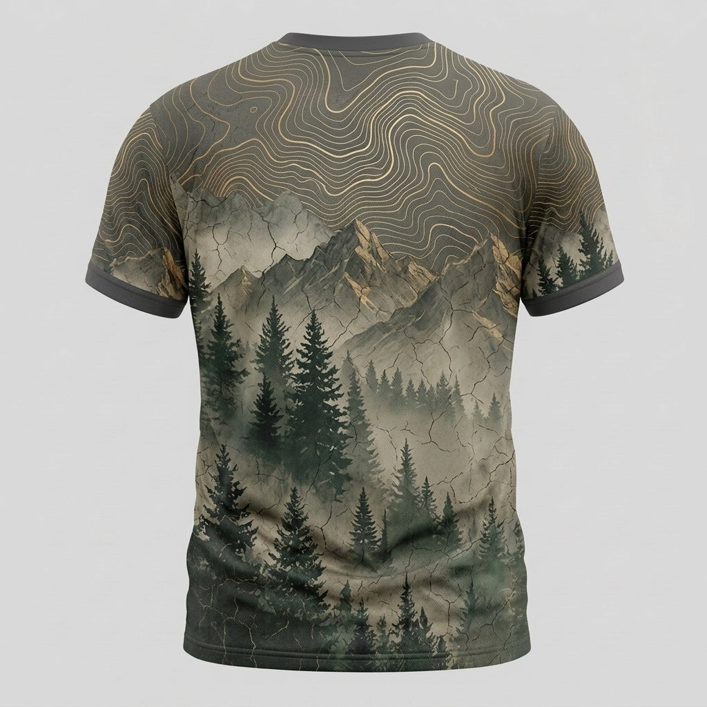 Vintage Wolf Mountain Topographic Aop T-Shirt
